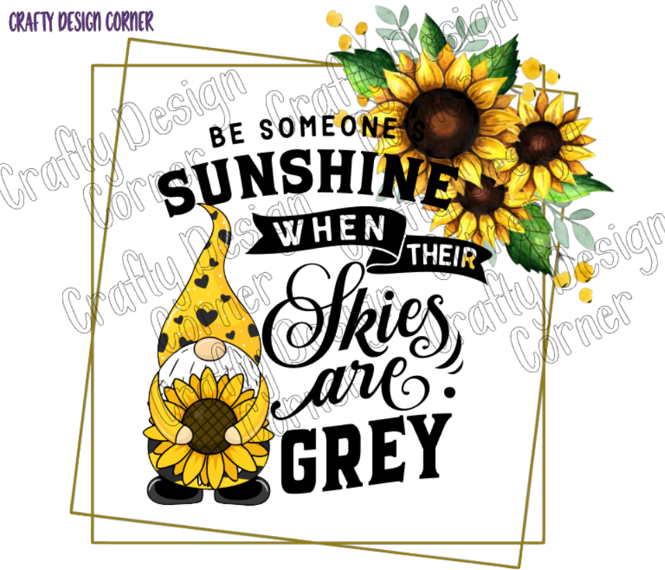 Gnome SunFlower Framed PNG/JPEG Digital Download