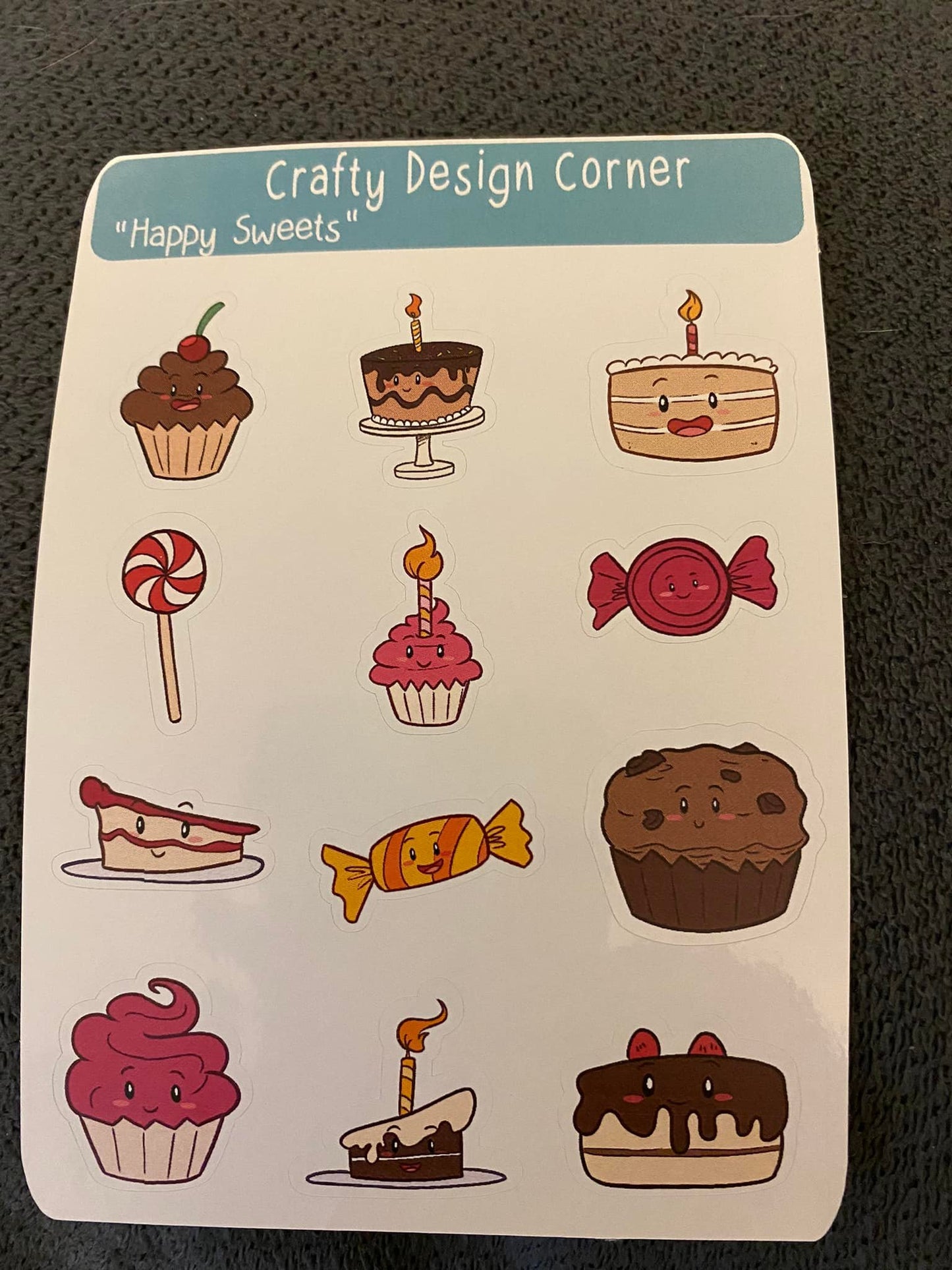 1" Happy Sweets Sticker Sheet, Candy Sticker Sheet