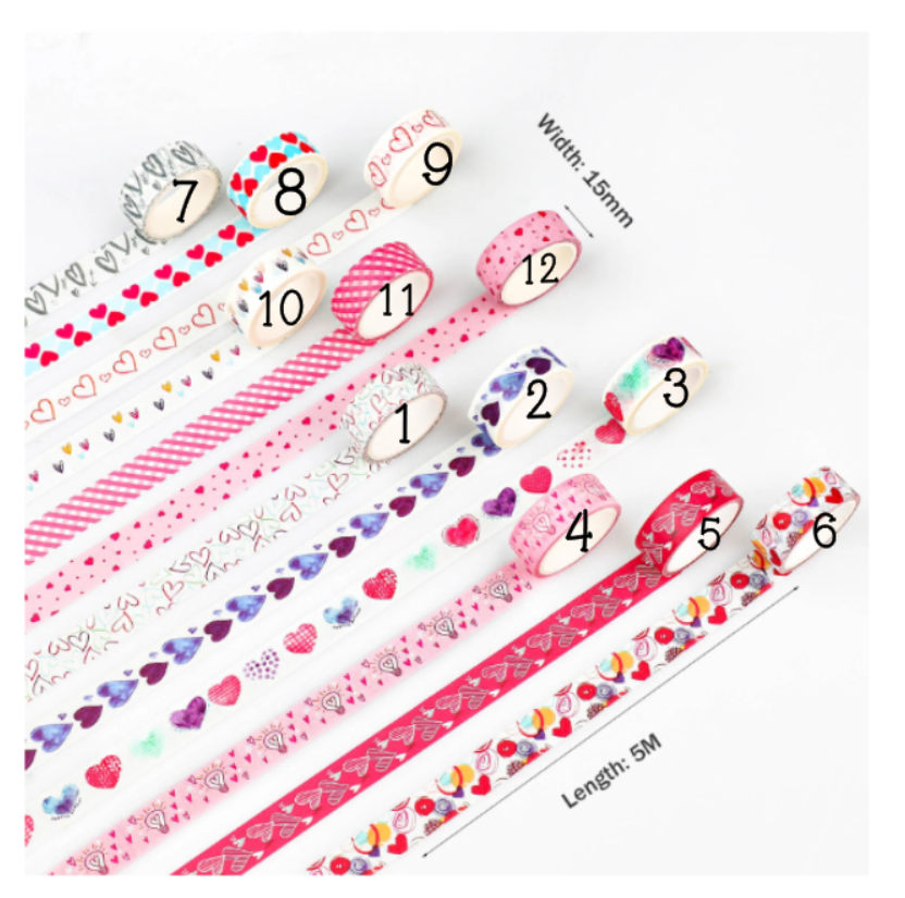 Pretty Heart Washi Tape roll 5meter Roll