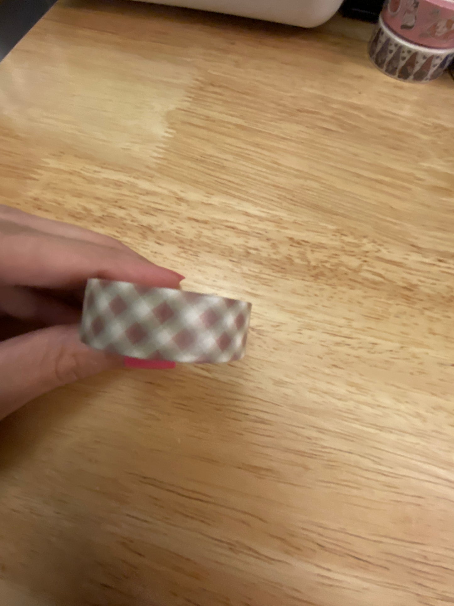 Big Roll of Pink Rose Gold Looking Grid Lattice Washi Tape