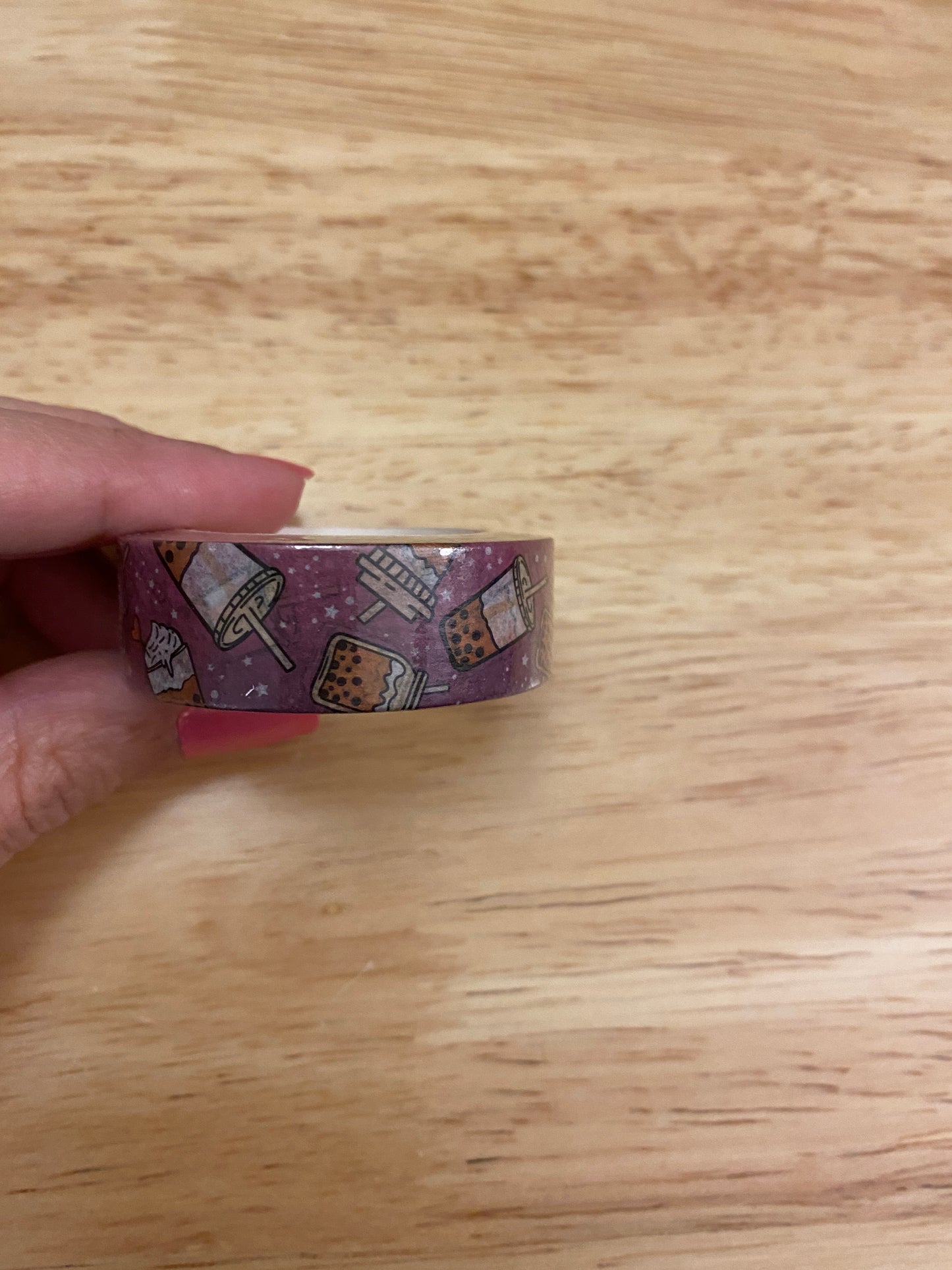 Big Roll of Bottle of Bubble Tea Purple Washi Tape
