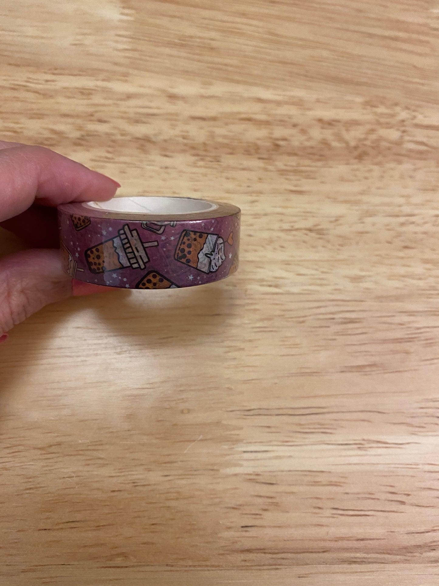 Big Roll of Bottle of Bubble Tea Purple Washi Tape