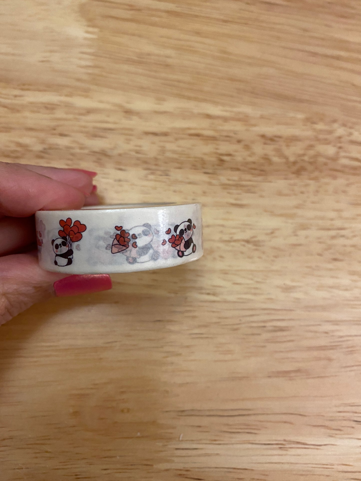 Big Roll of Panda with Hearts Washi Tape