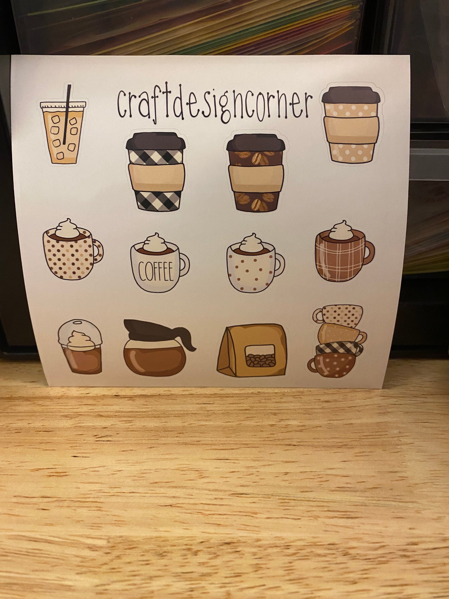Coffee Planner Sheet of Latte and Coffee cups Planner Stickers
