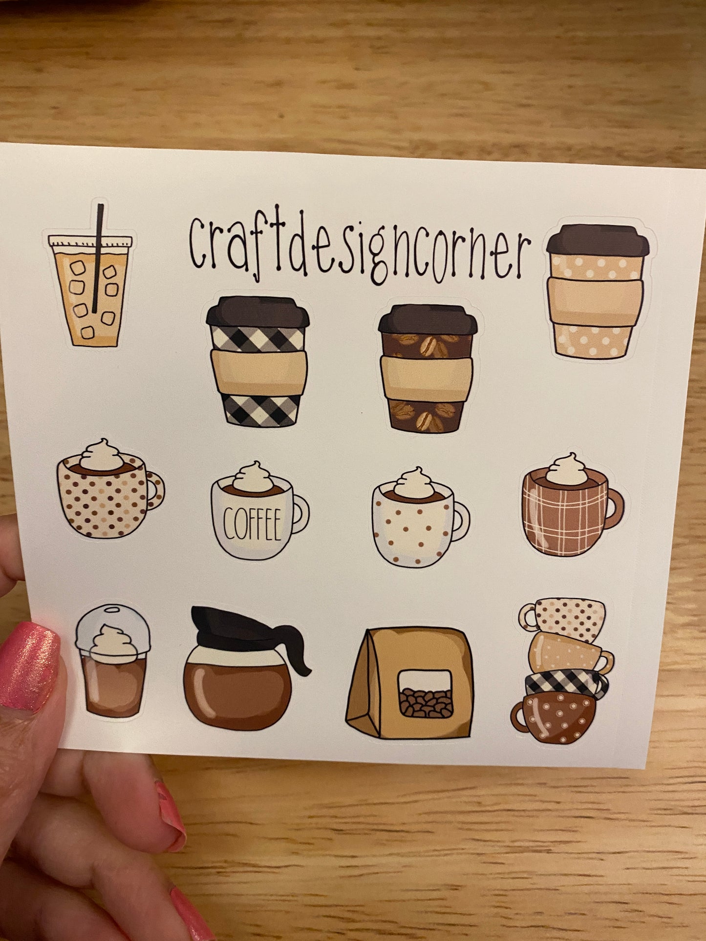 Coffee Planner Sheet of Latte and Coffee cups Planner Stickers