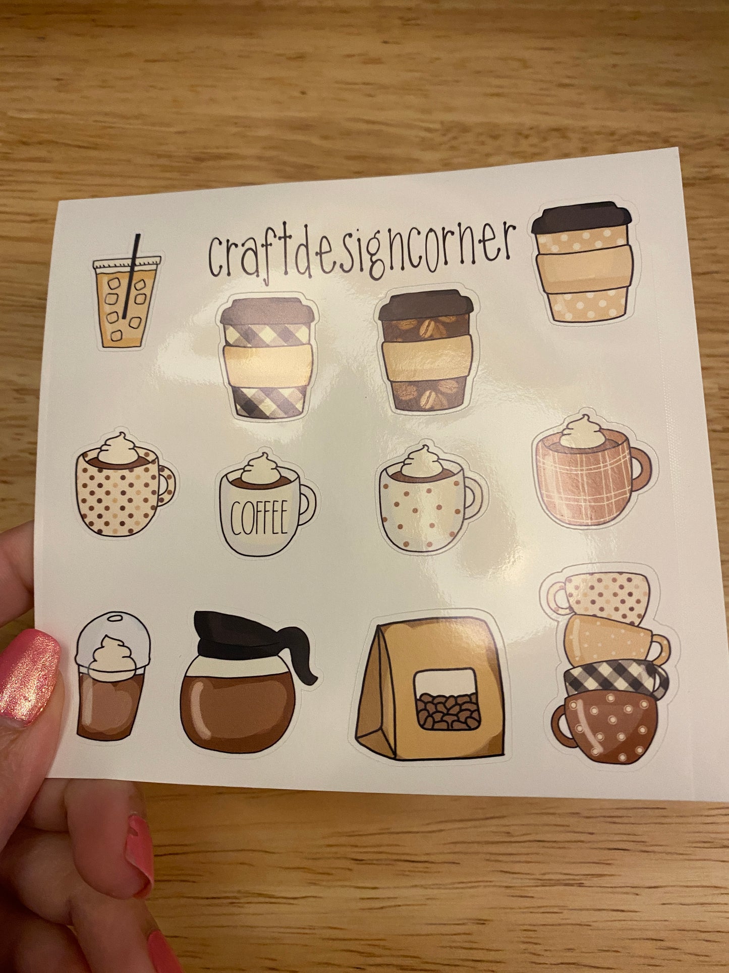 Coffee Planner Sheet of Latte and Coffee cups Planner Stickers
