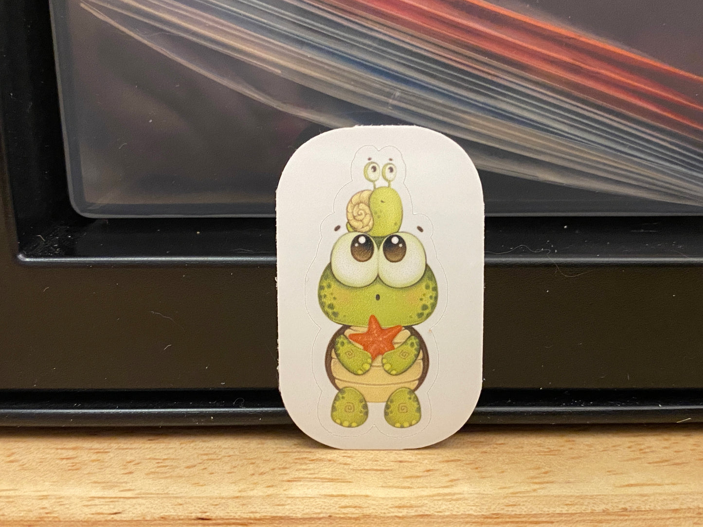 Cute Snail on Green Frog with Big Eyes Sticker