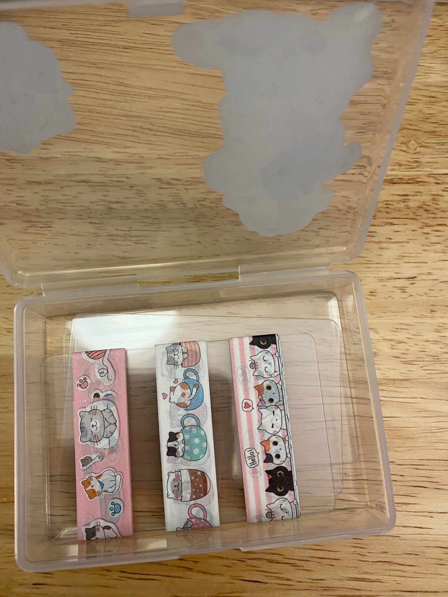 3 Washi Tape Samples with Storage Box Set Decorated with Cat Lady and Extra Cards