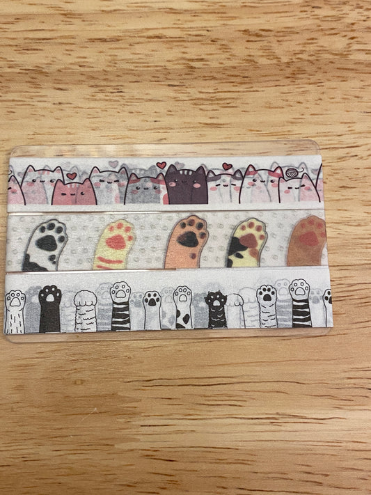 3 Washi Tape Sample Card of Cats Paw Washi Tape