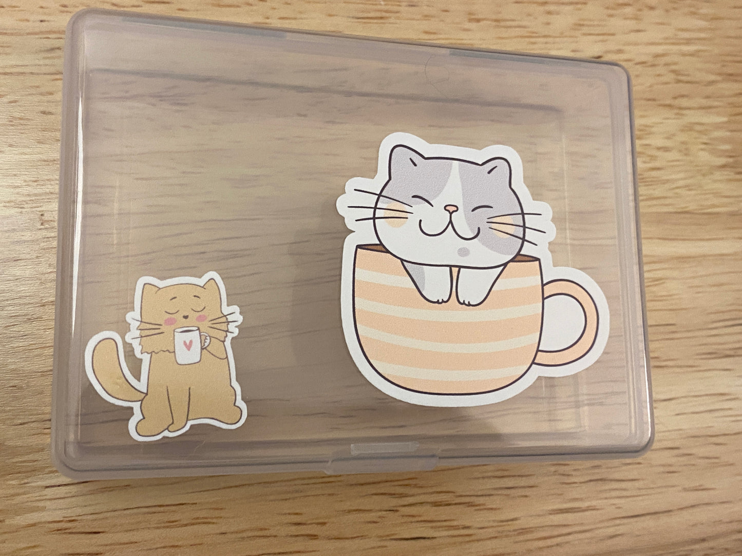 10 Washi Tape Samples with Storage Box Set Decorated with Teacup Cat and 2 Extra Blank Cards