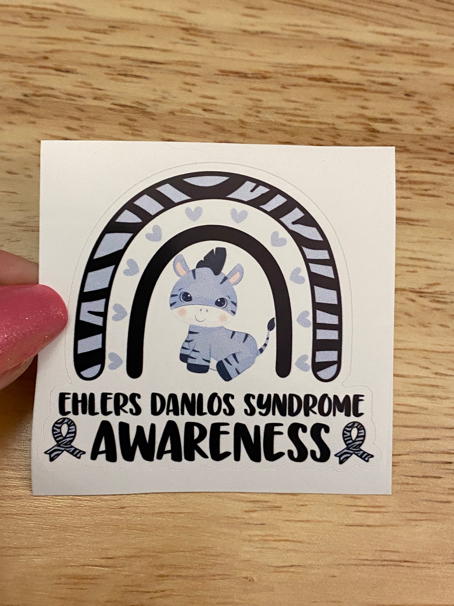 Zebra Rainbow EDS Awareness STICKER
