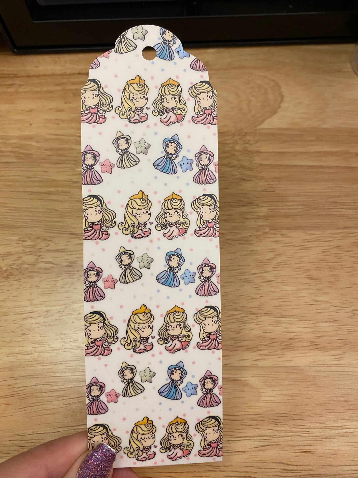 Double Sided Blonde Princess with Fairies and Hearts Bookmark
