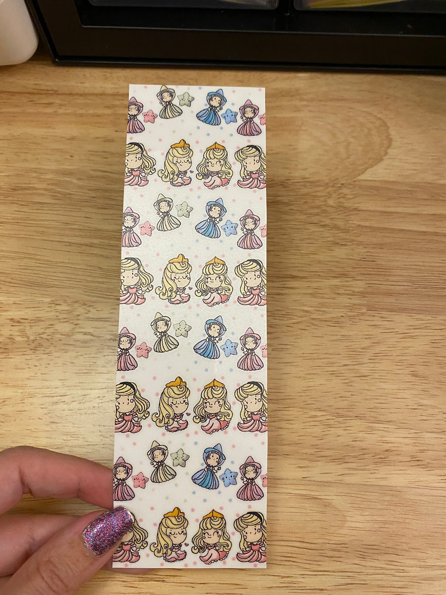 Double Sided Blonde Princess with Fairies and Hearts Bookmark