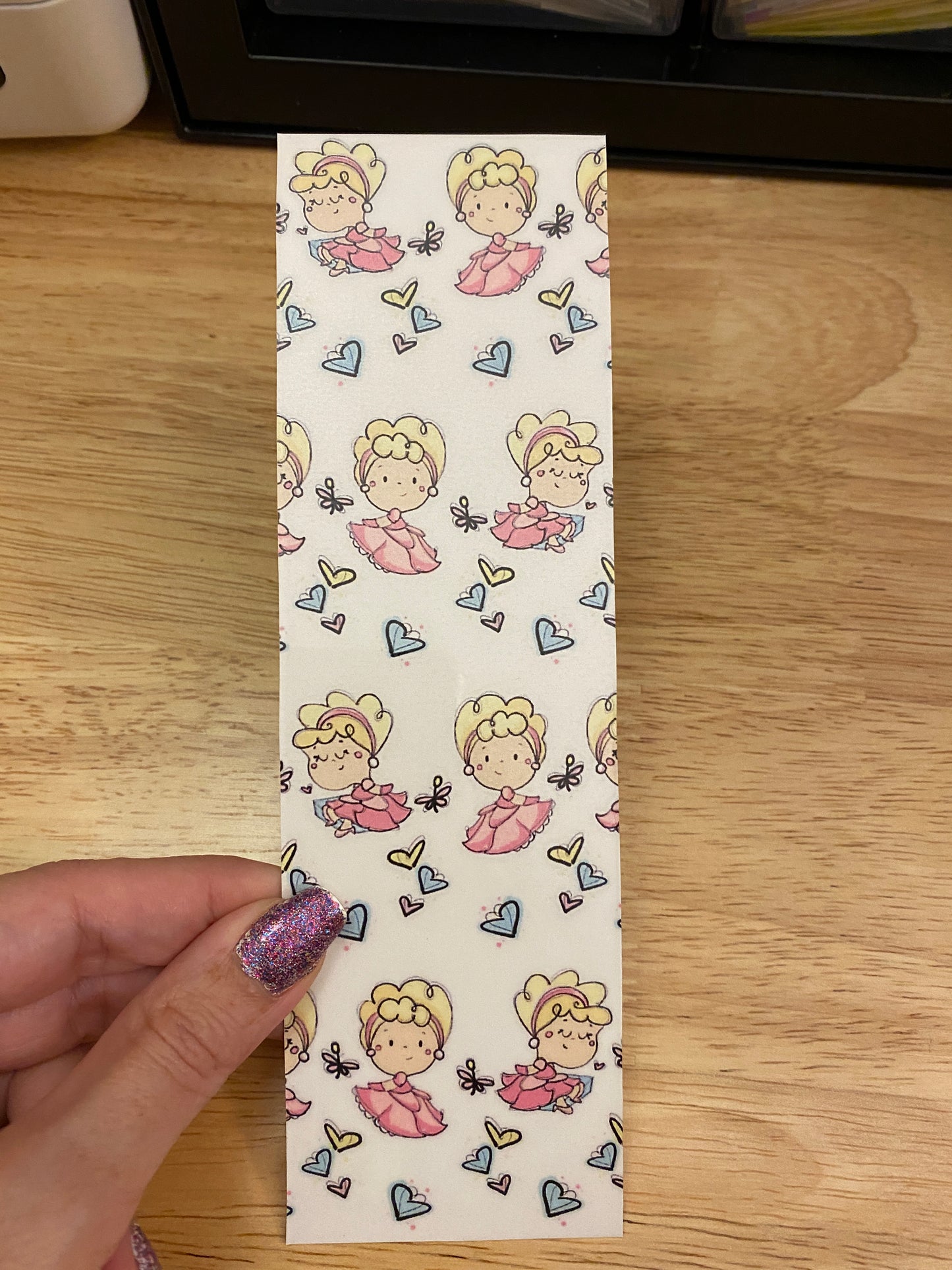 Double Sided Pink Blonde Princess with Hearts Bookmark