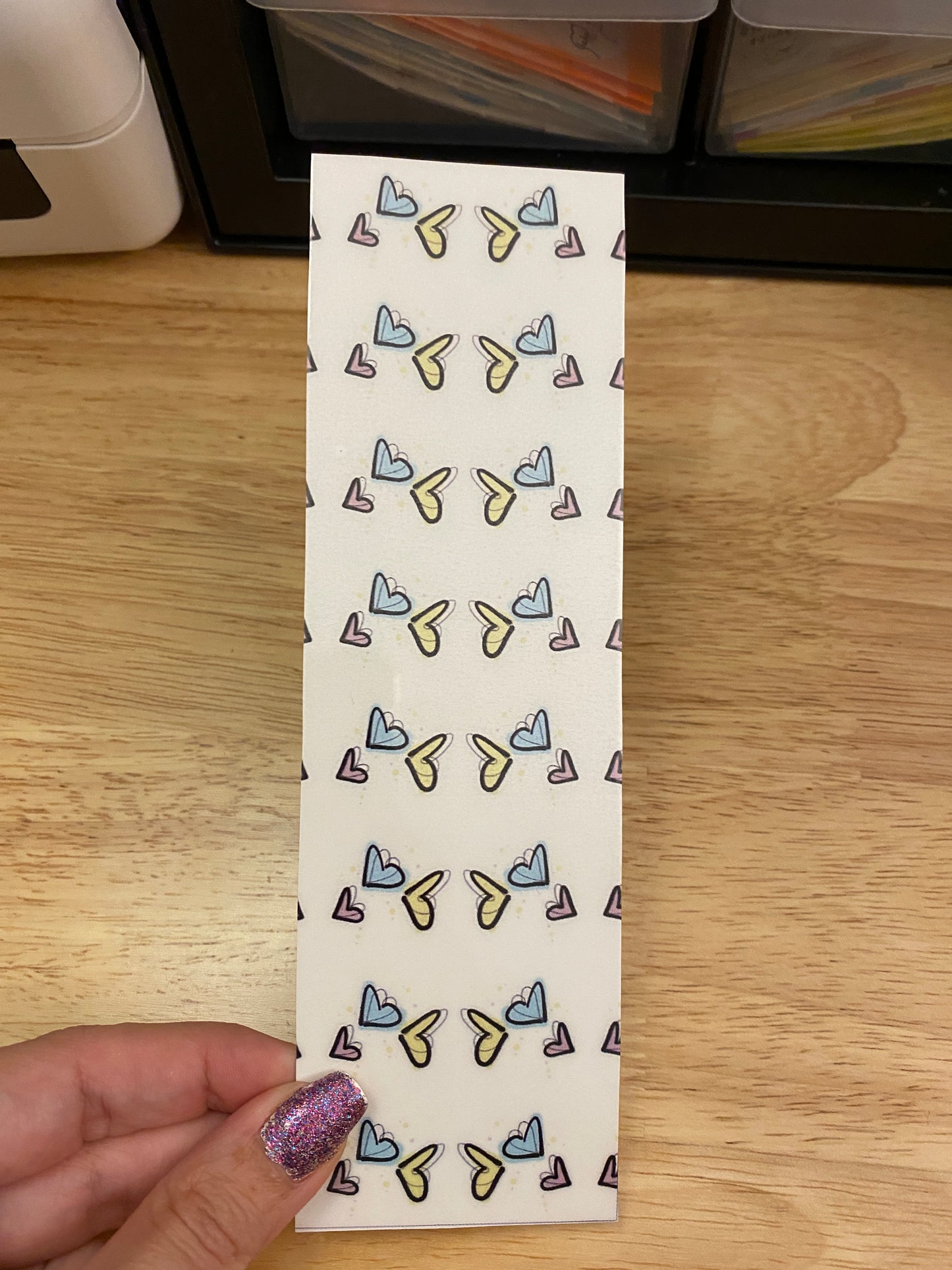 Double Sided Pink Blonde Princess with Hearts Bookmark