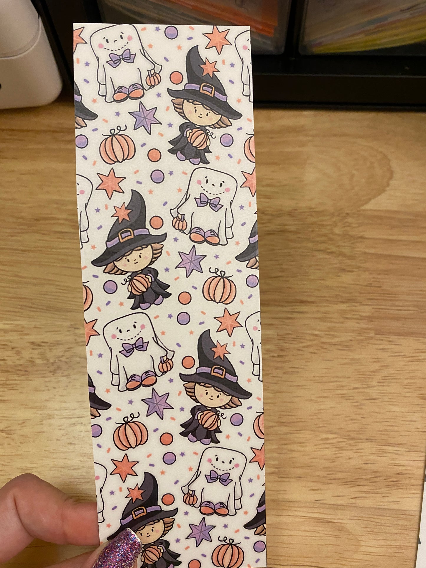 Double Sided Halloween Girl with Ghost Bookmark