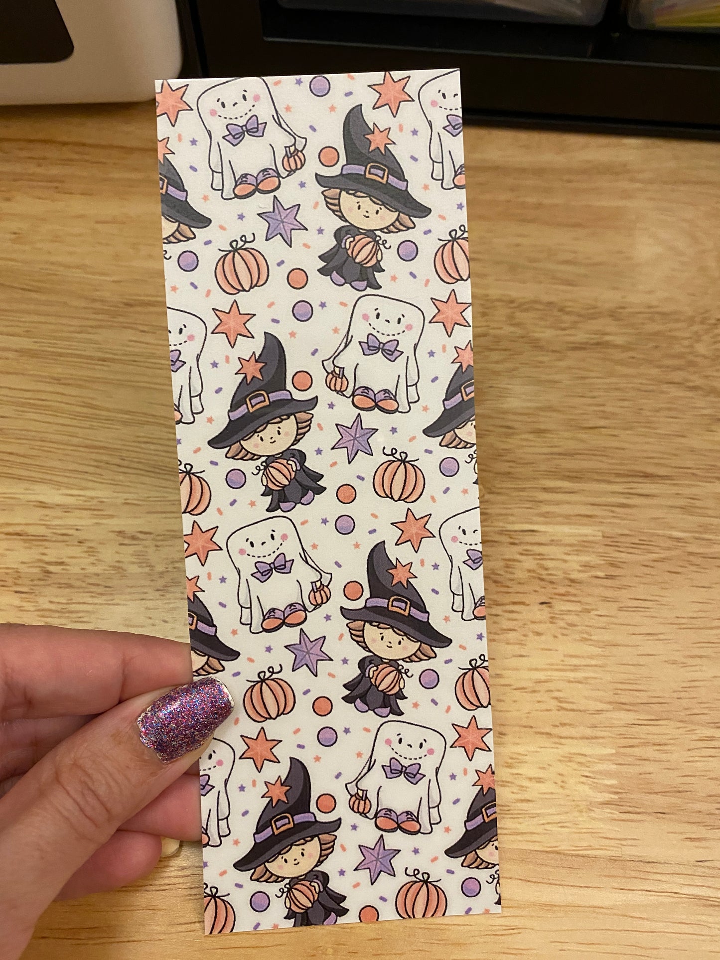 Double Sided Halloween Girl with Ghost Bookmark