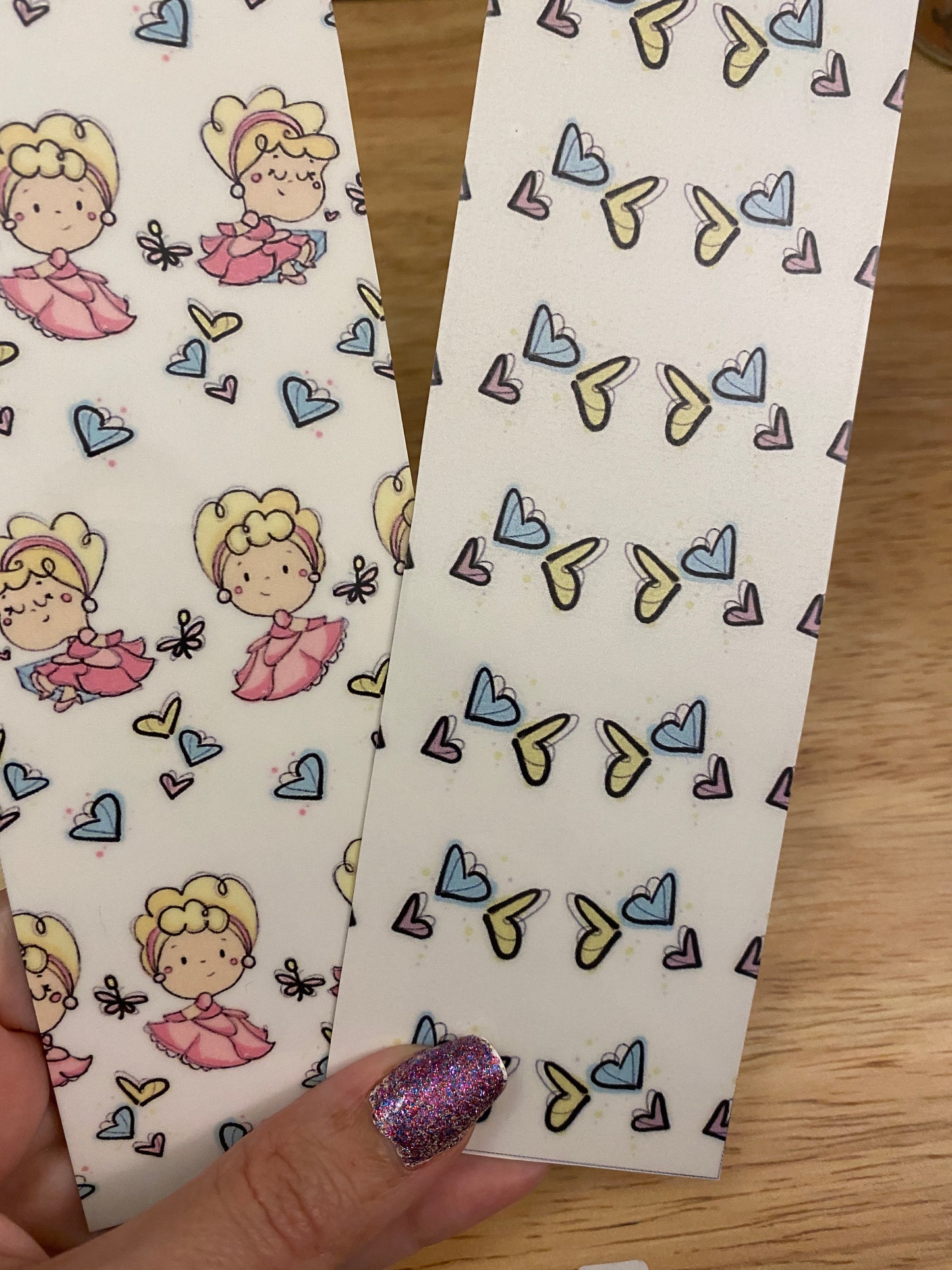 Double Sided Pink Blonde Princess with Hearts Bookmark