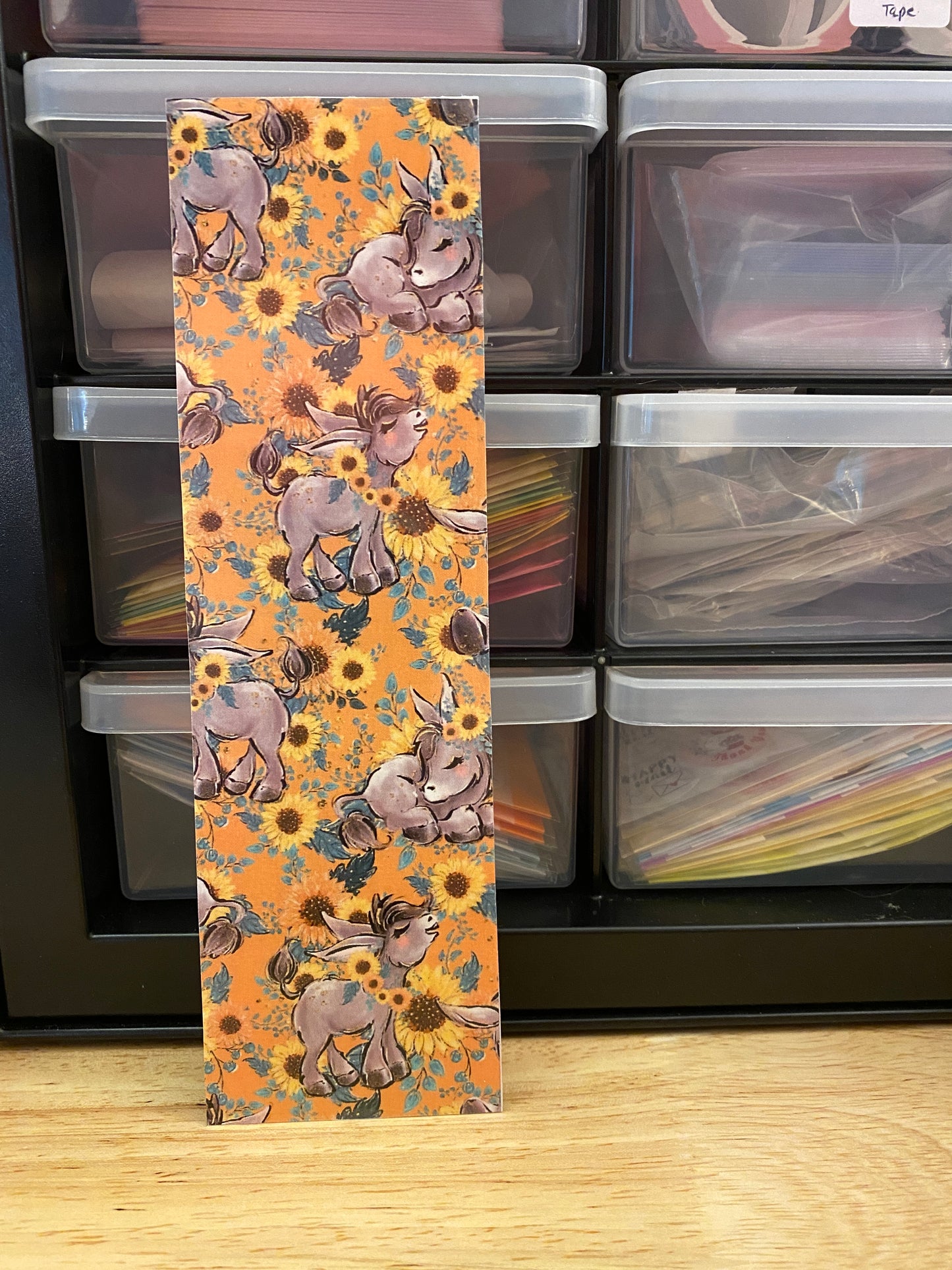 Double Sided Donkey with Sunflowers Bookmark