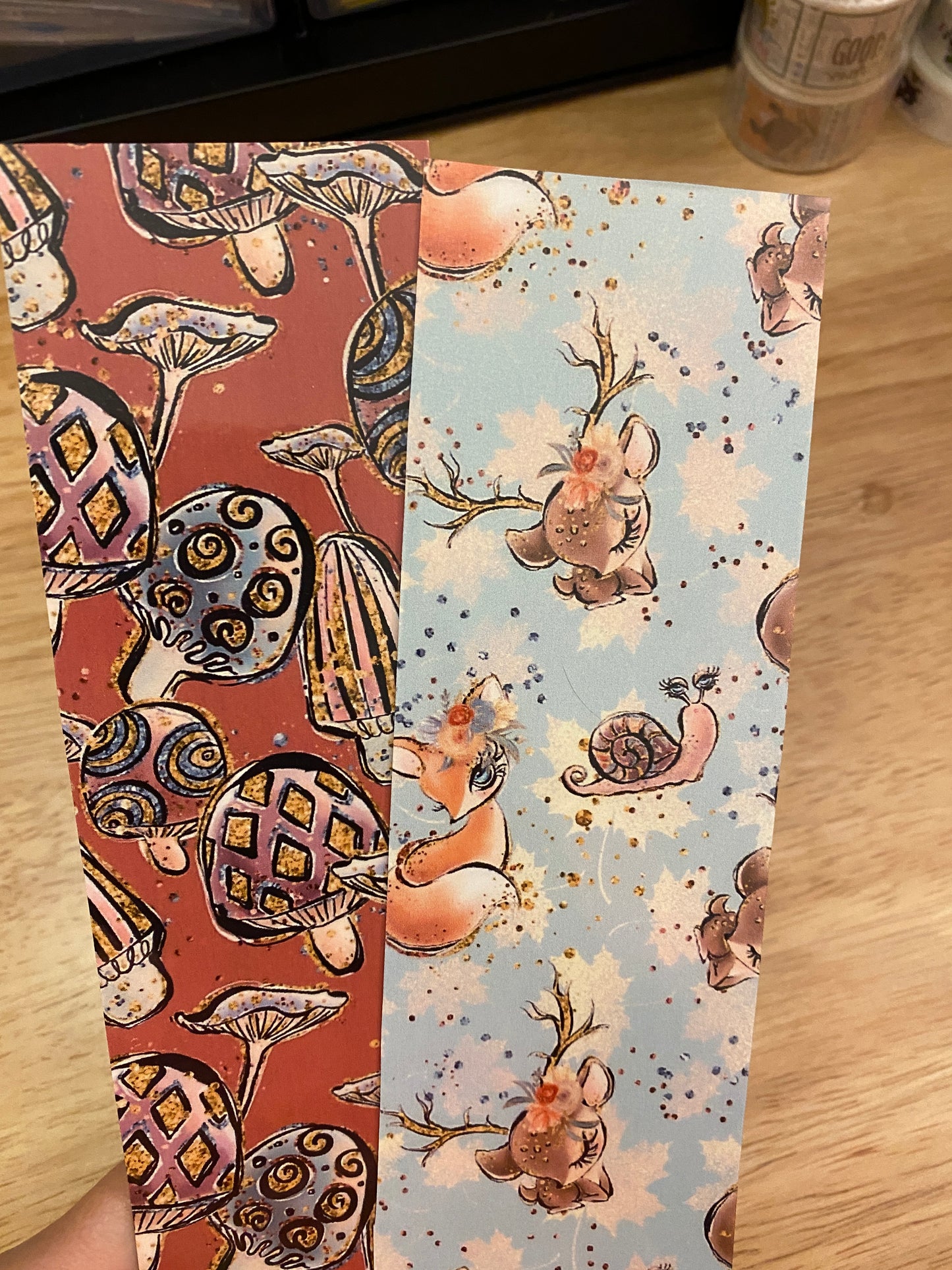 Double Sided Deer n Snails Bookmark
