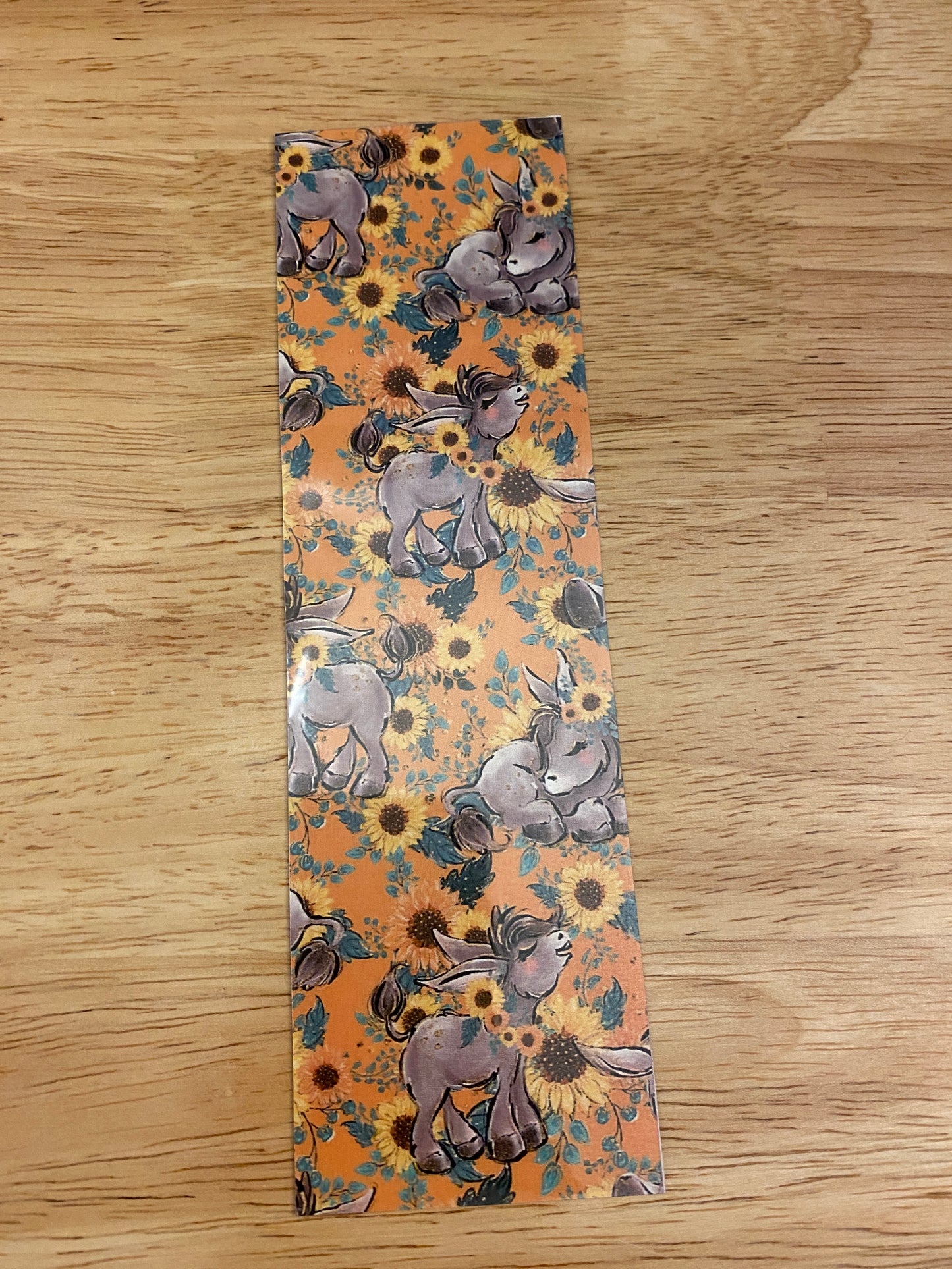 Double Sided Donkey with Sunflowers Bookmark