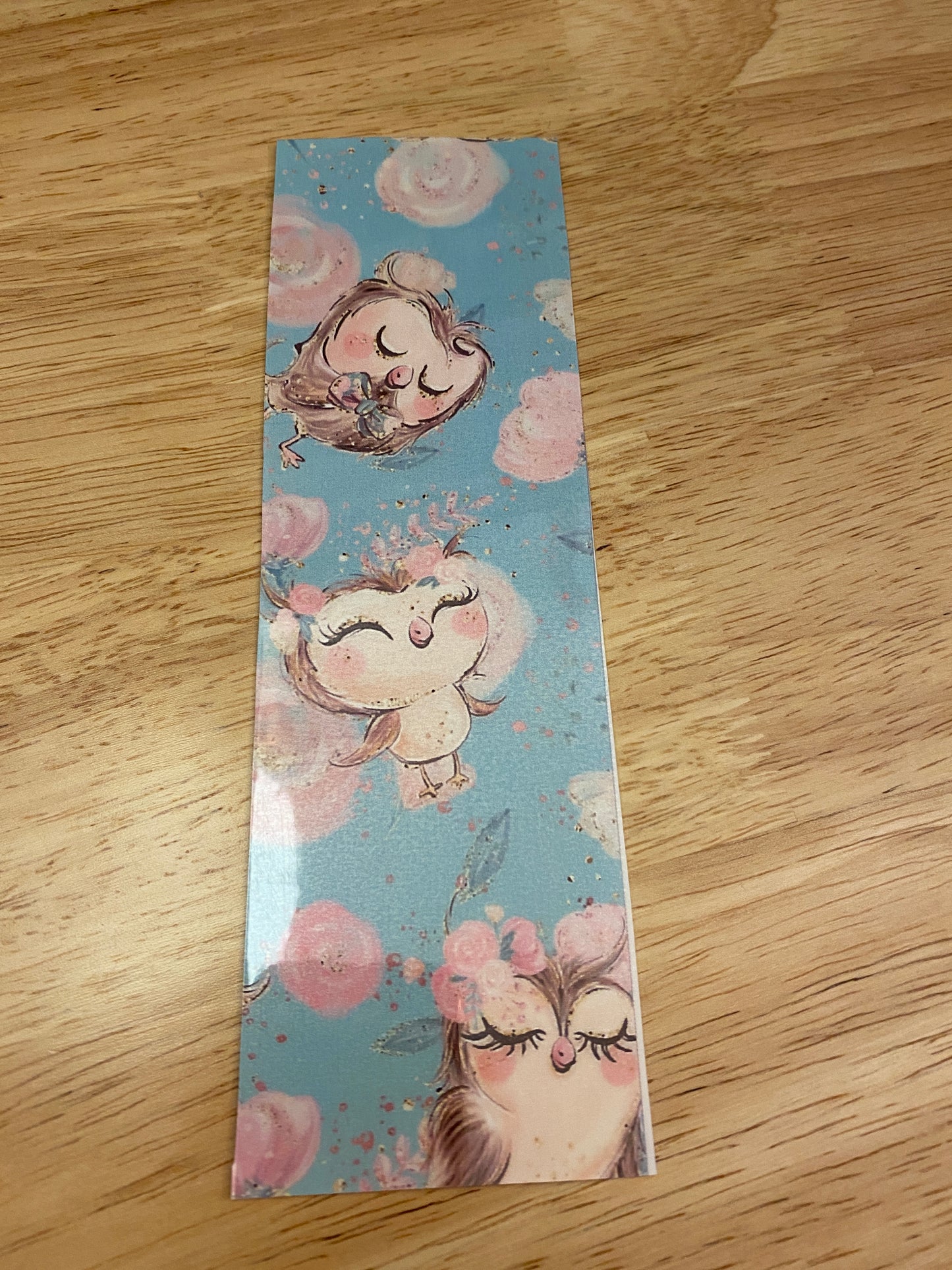 Double Sided Owl Family with Roses Bookmark