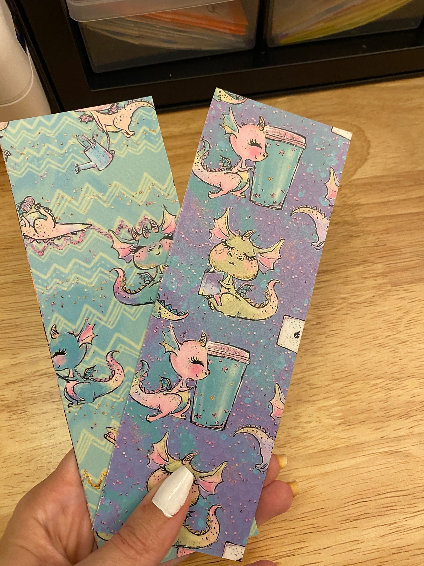 Double Sided Coffee Dragon Bookmark