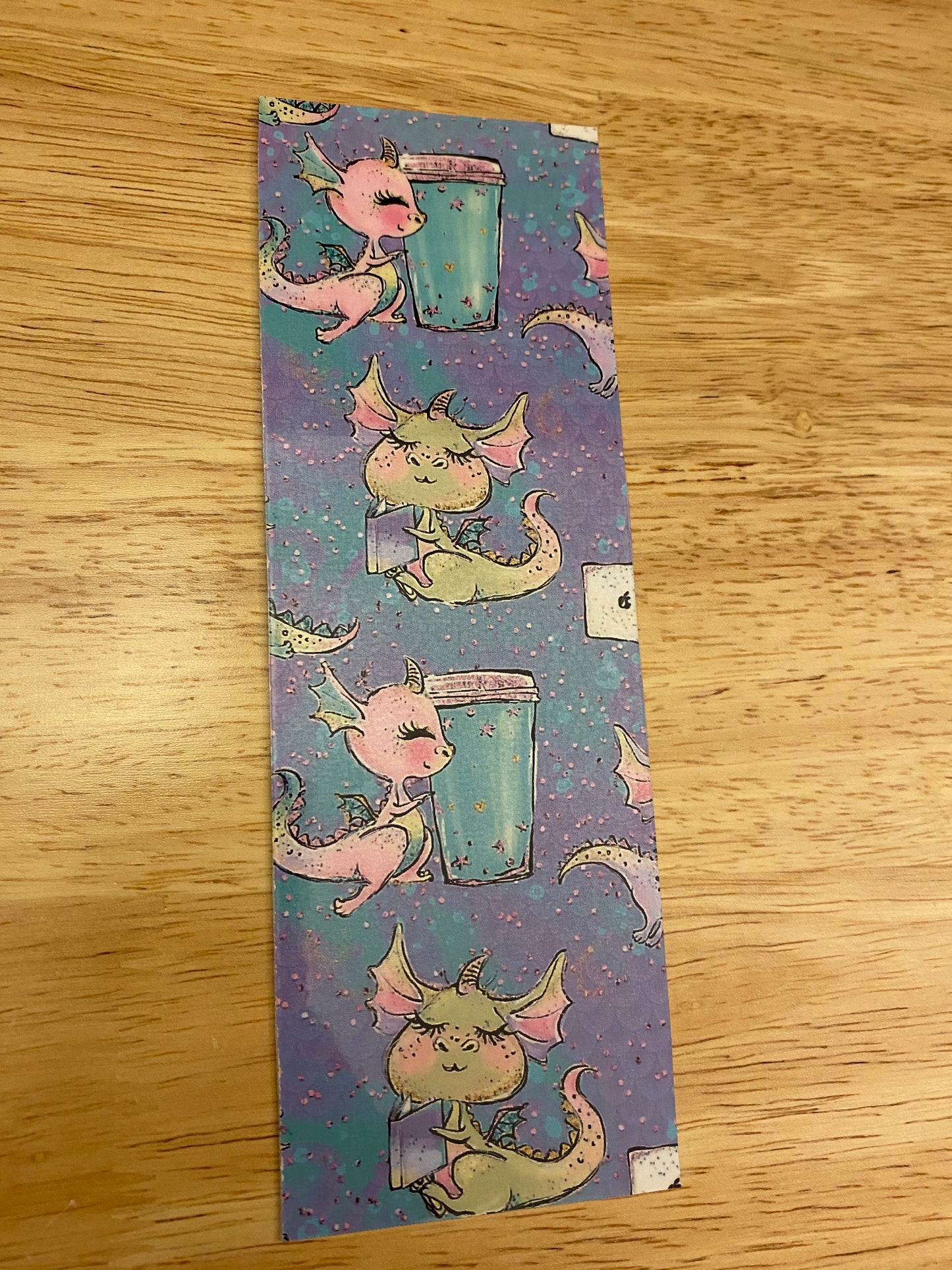 Double Sided Coffee Dragon Bookmark