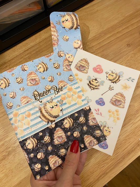Queen Bee Notebook with Matching Stickers and DoubleSided Bookmark