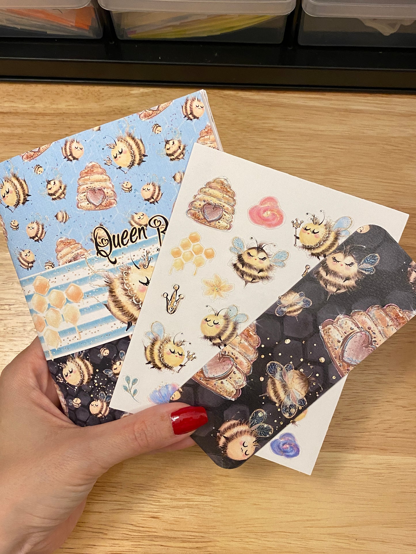 Queen Bee Notebook with Matching Stickers and DoubleSided Bookmark