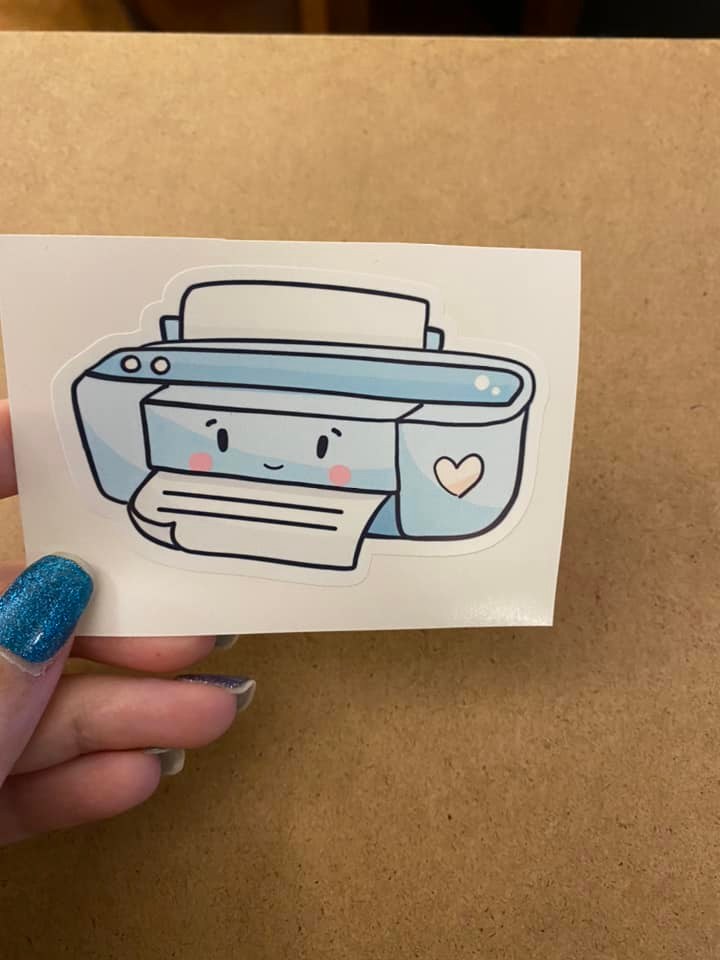 Cute Blue Printer Sticker
