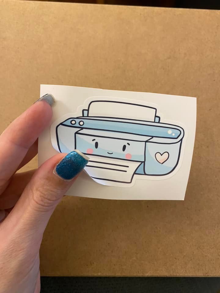 Cute Blue Printer Sticker
