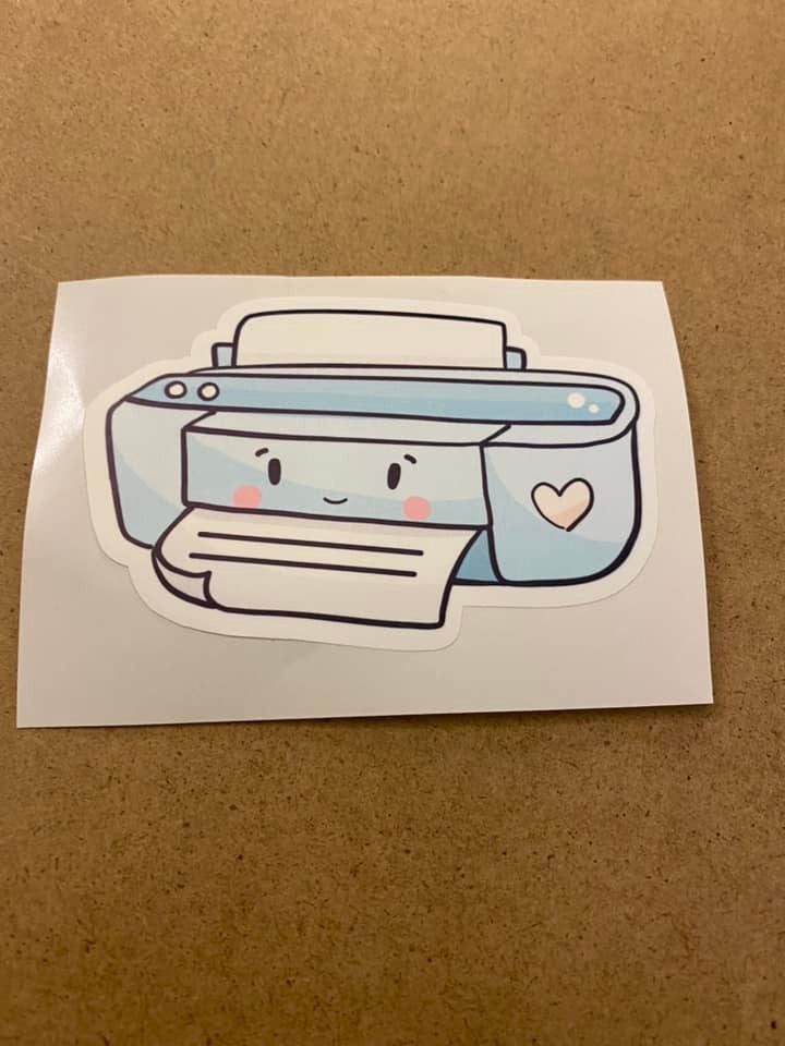 Cute Blue Printer Sticker