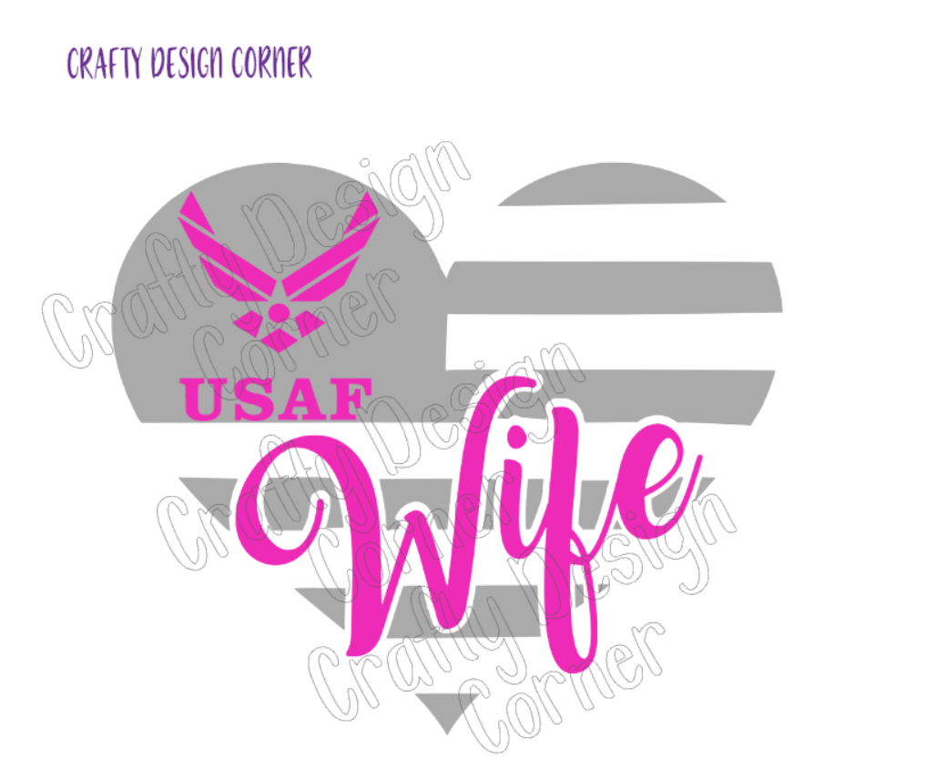 USAF Wife with heart WATER SLIDE