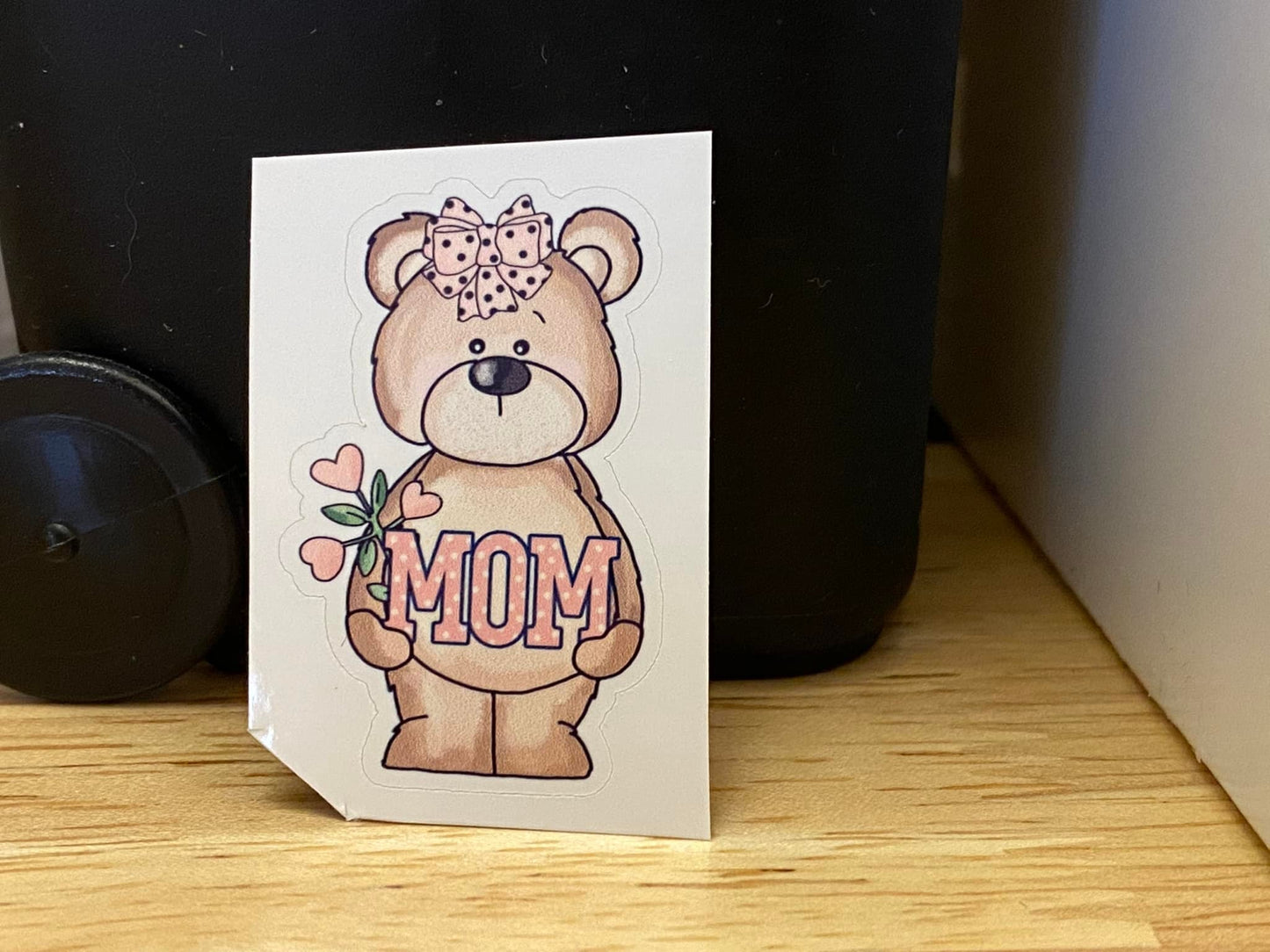 Bear with Bow Mom Sticker