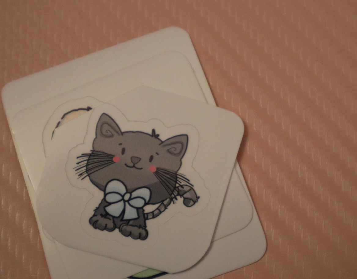 Grey Kitten with Bow STICKER