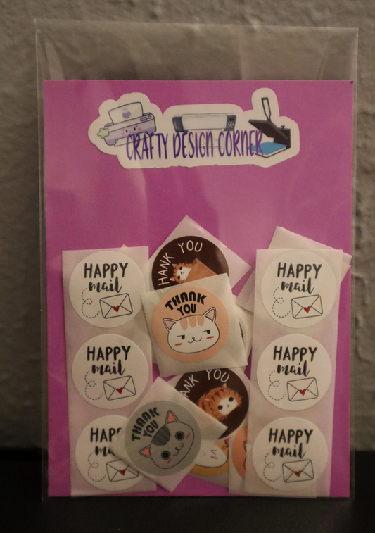 21 pcs Happy Mail and Cat Thank you Stickers
