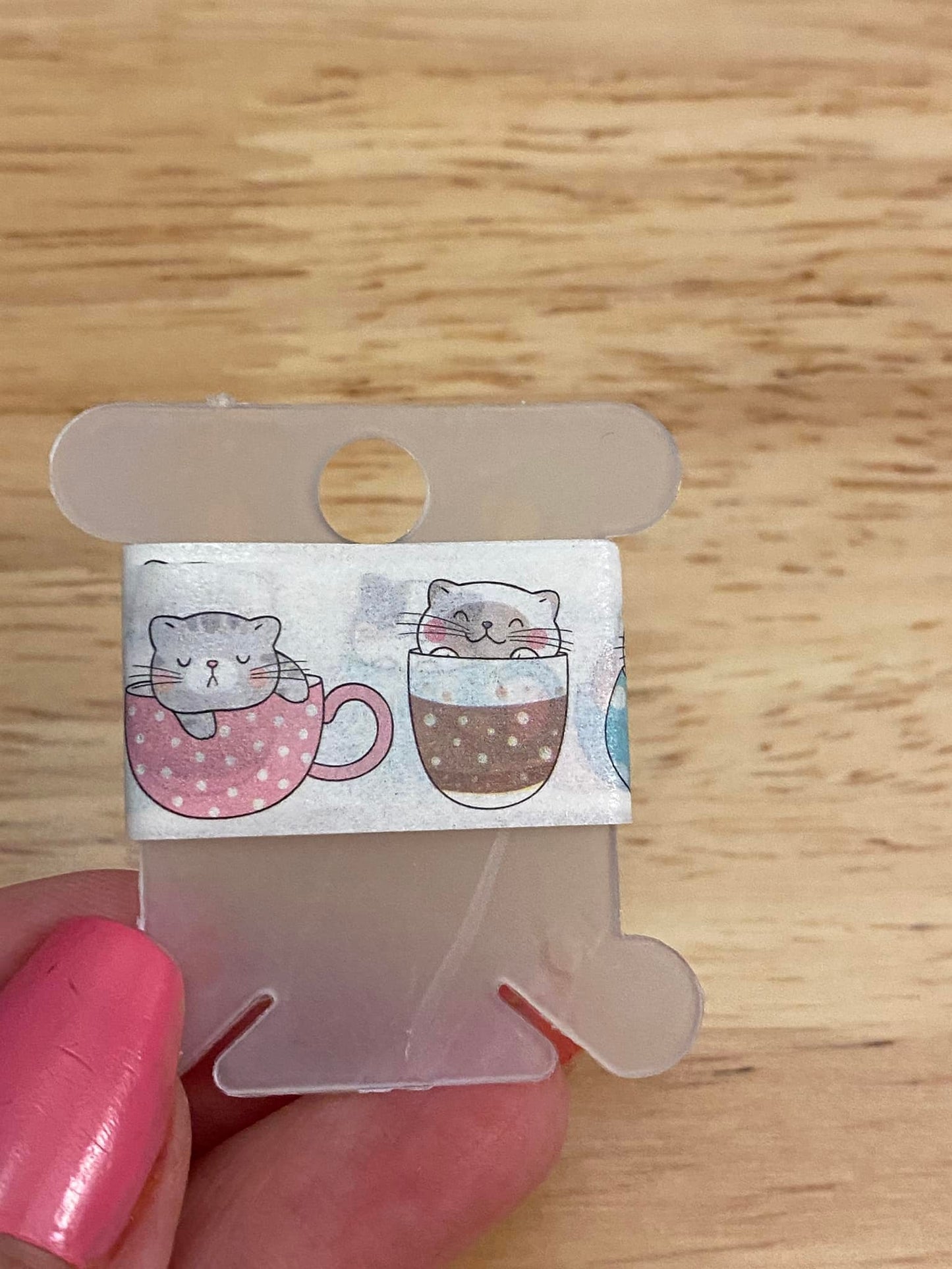 Sample Card of Kawaii Tea Cup Cats Washi Tape