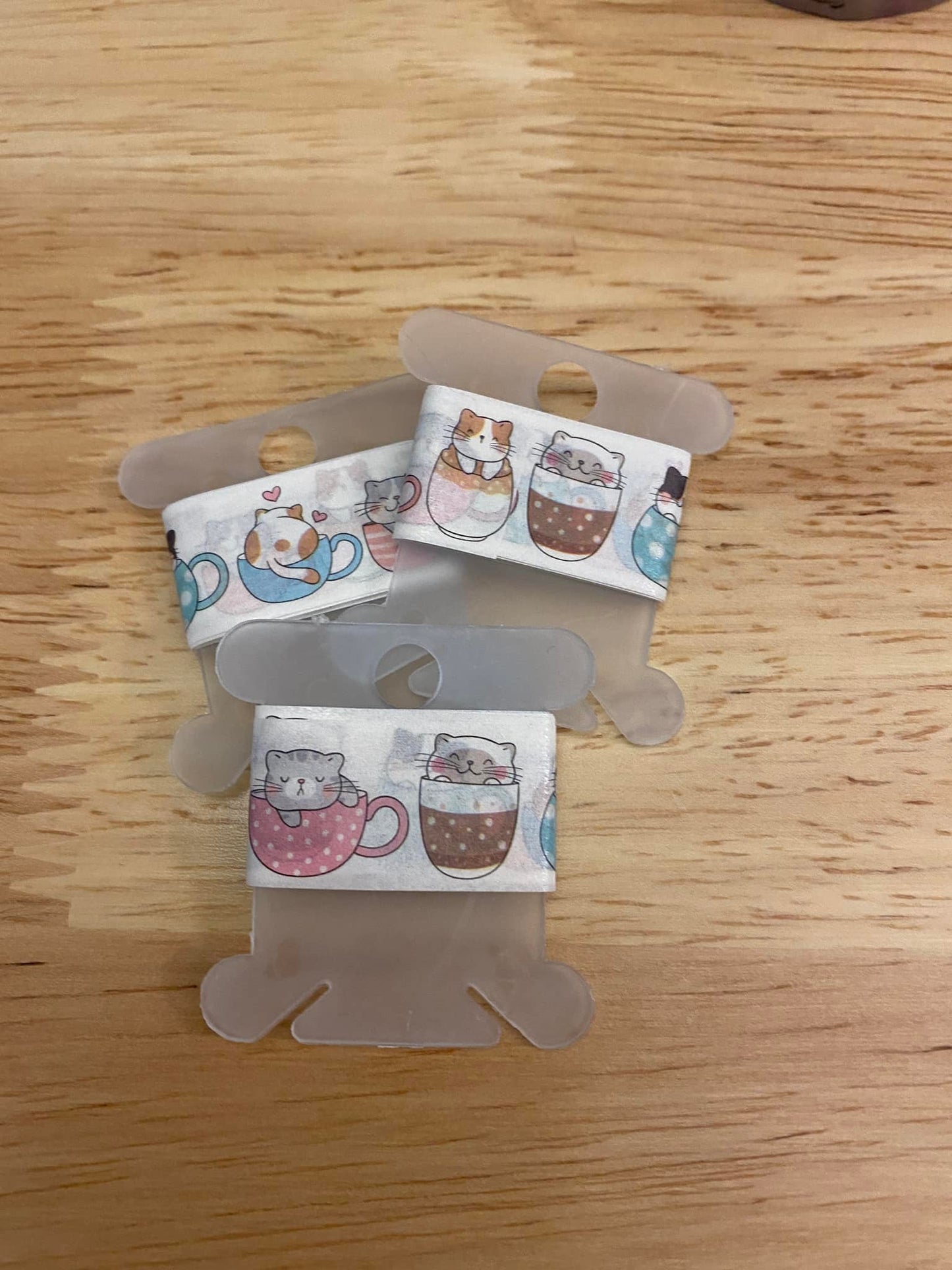 Sample Card of Kawaii Tea Cup Cats Washi Tape