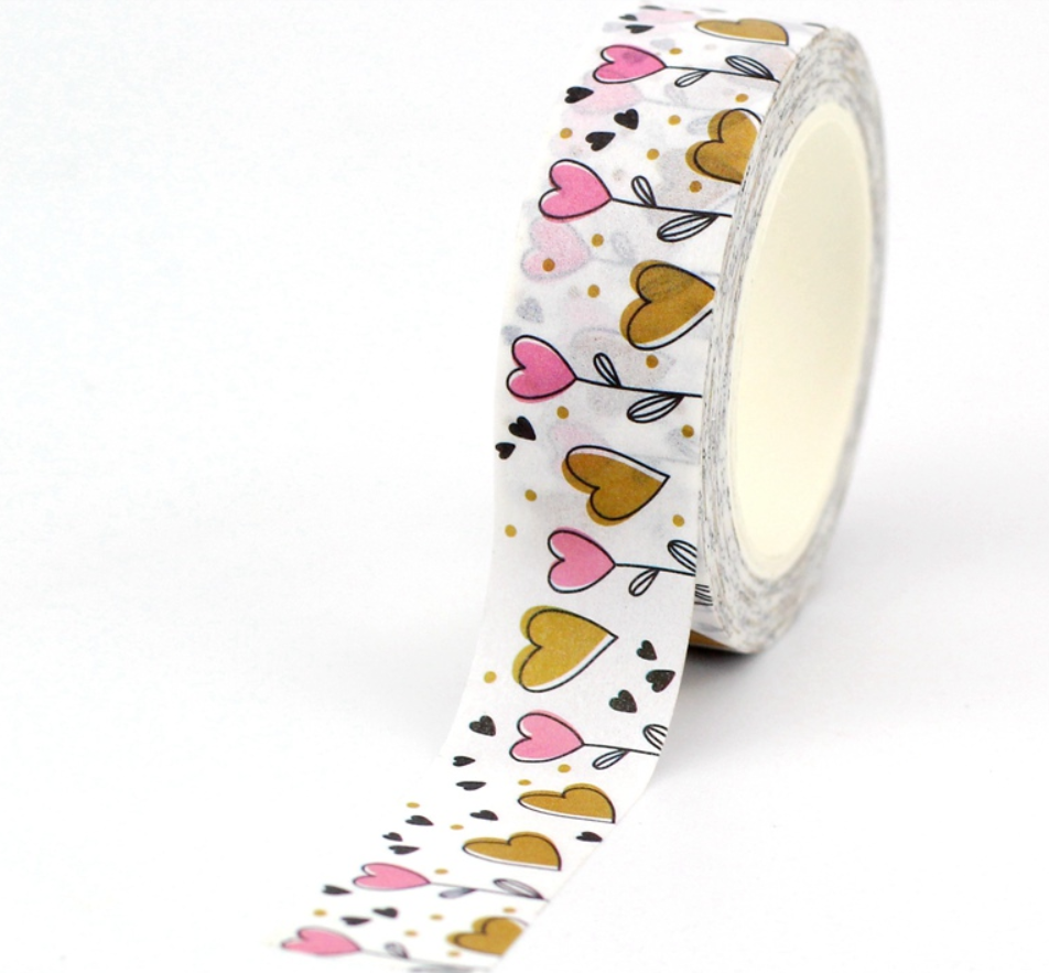 Big Roll of Heart Flower Washi Tape