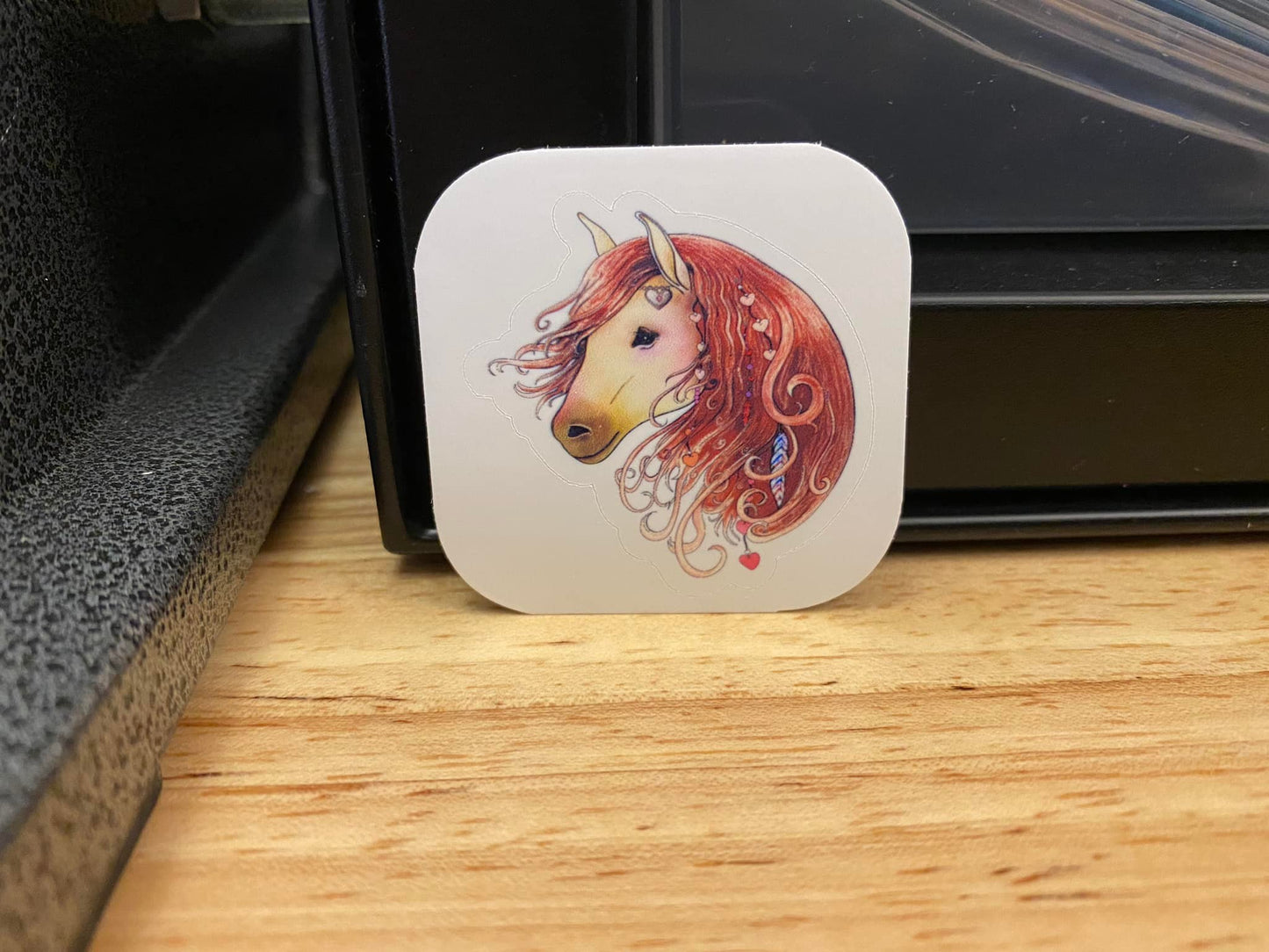 White Brown Horse Head Sticker