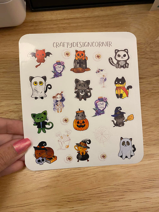 Kitty Cat Halloween Sticker Sheet