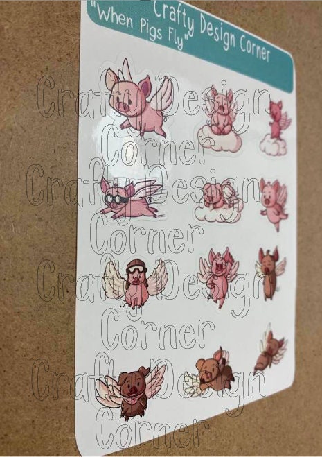1" When Pigs Fly Sticker Sheet, Pig Sticker Sheet, Pigs Flying Sheet
