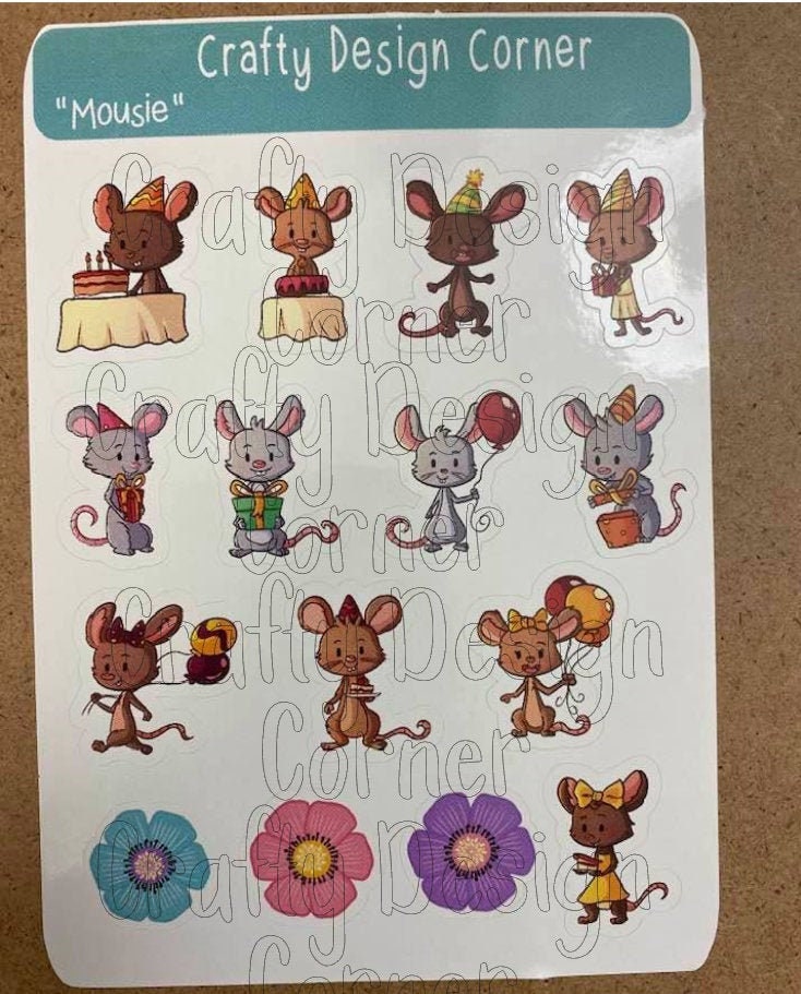 Cute 1" Mousie Planner Sticker Sheet, Mouse Sticker Sheet, Mice Sticker Sheet
