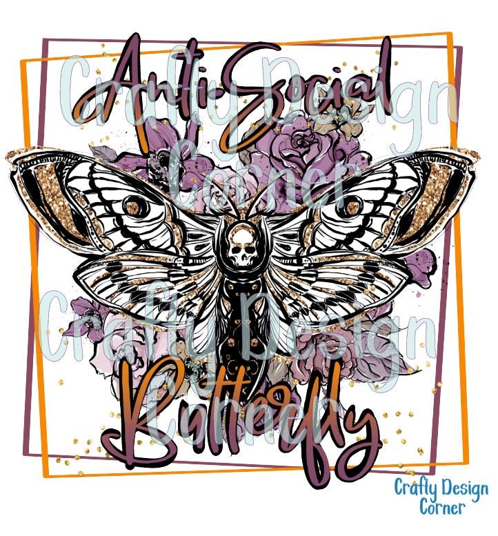 Anti Social ButterFly Sublimation Transfer - Anti Social - sublimation