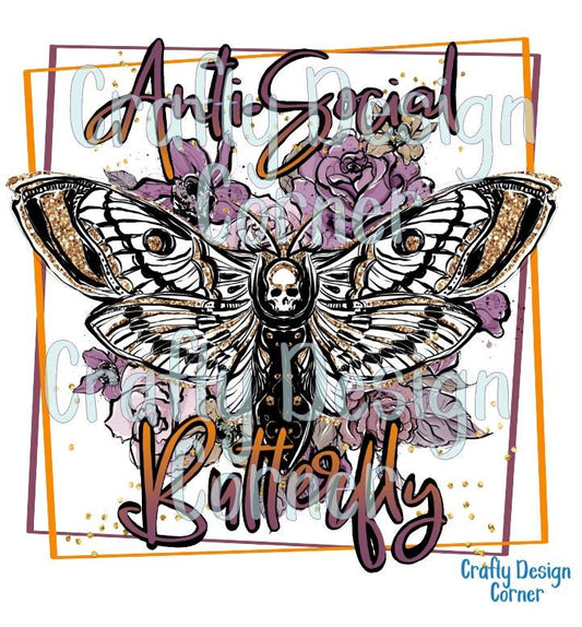 Anti Social ButterFly Sublimation Transfer - Anti Social - sublimation