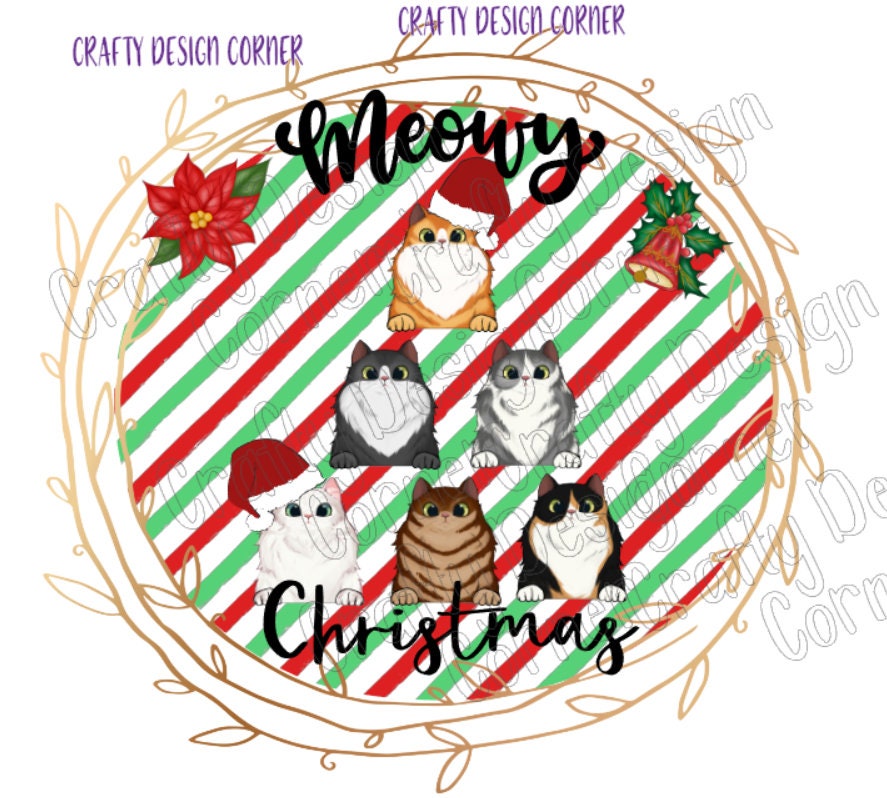Meowy Christmas Tree JPEG/PNG DIGITAL Download