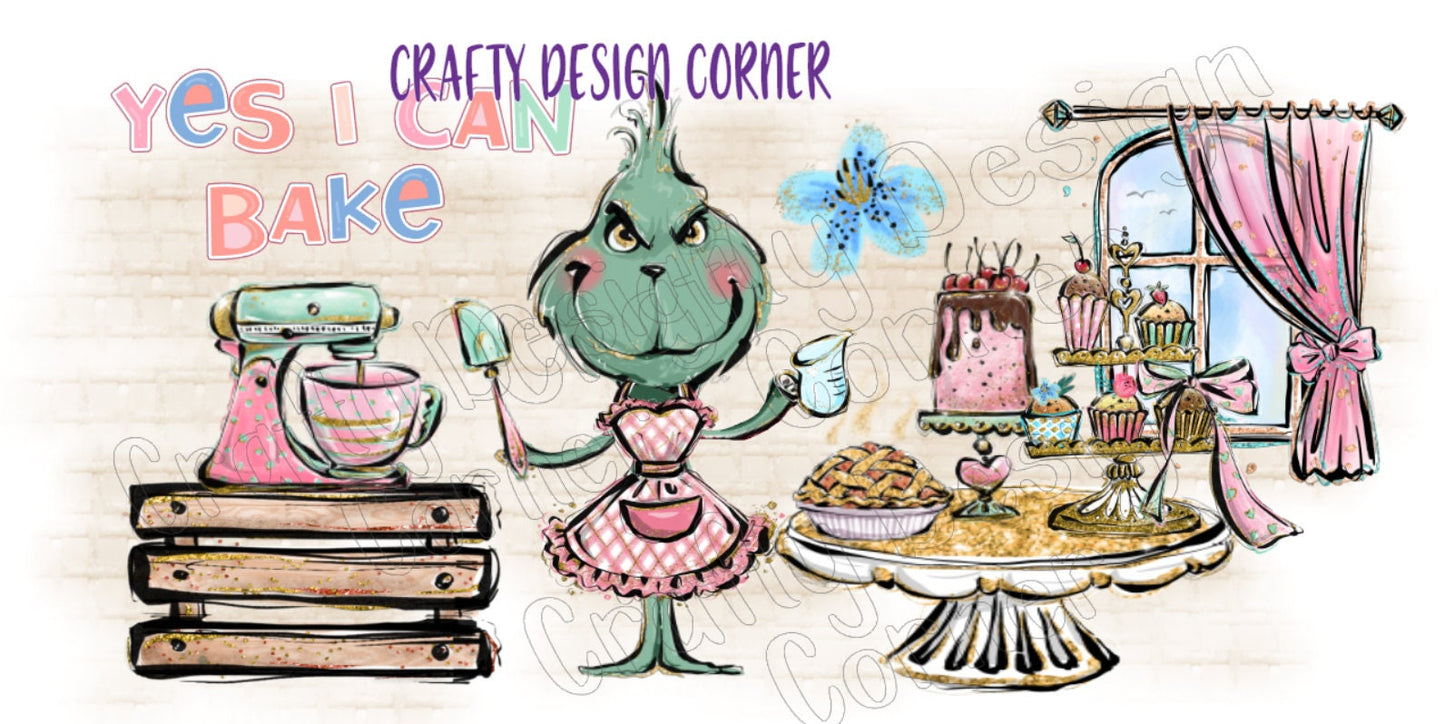 Grinch Baker Clipart Yes I can Bake Design JPEG/PNG DIGITAL Download