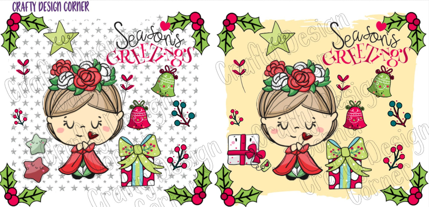 Rose Season Greetings Brown haired JPEG/PNG DIGITAL Download