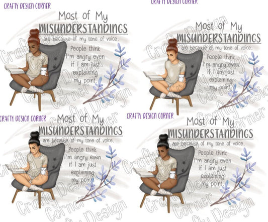 Bundle of All 4 Most of my Misunderstandings is my Tone of Voice JPEG/PNG DIGITAL Design